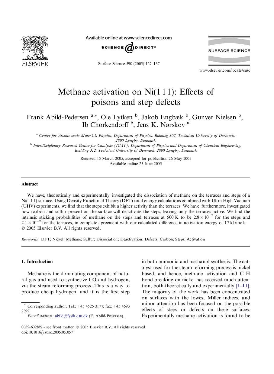 Methane activation on Ni(1Â 1Â 1): Effects of poisons and step defects