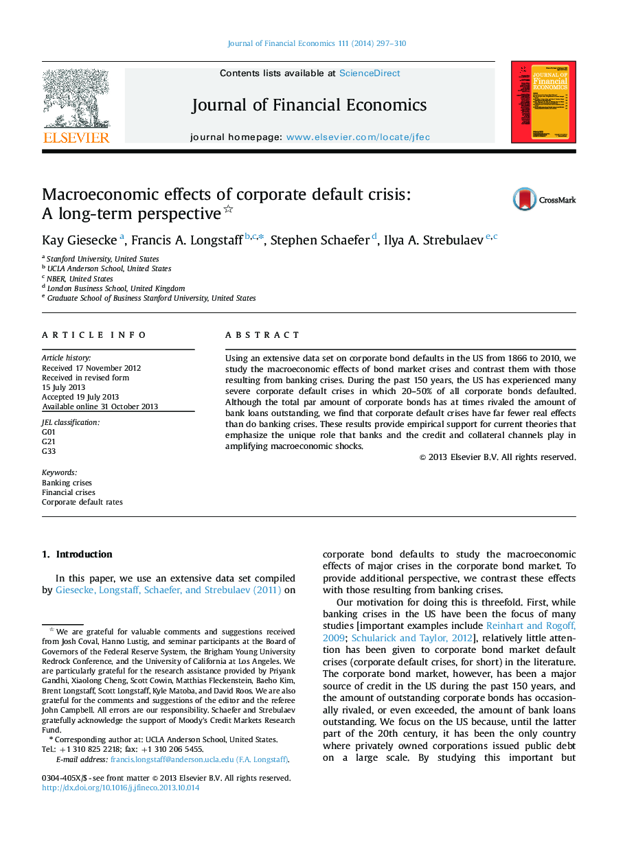 Macroeconomic effects of corporate default crisis: A long-term perspective 