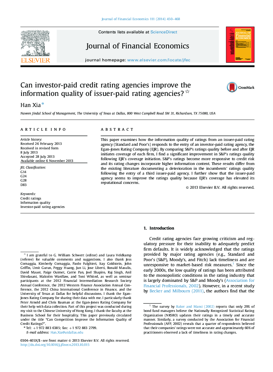 Can investor-paid credit rating agencies improve the information quality of issuer-paid rating agencies? 