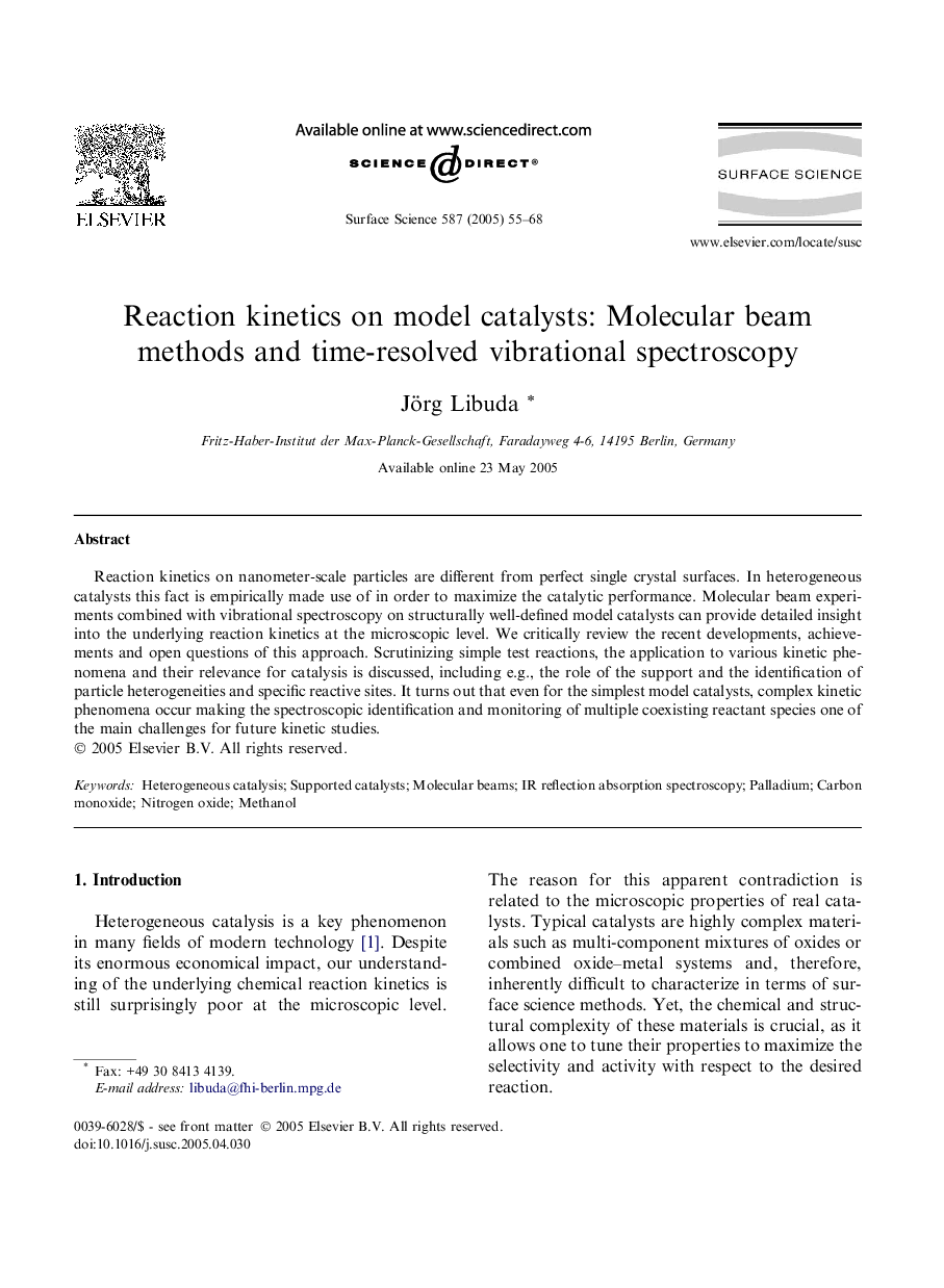 Reaction kinetics on model catalysts: Molecular beam methods and time-resolved vibrational spectroscopy