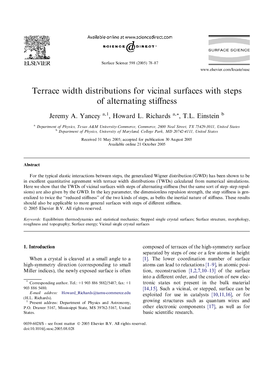 Terrace width distributions for vicinal surfaces with steps of alternating stiffness