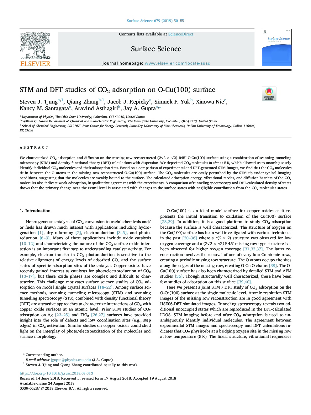 STM and DFT studies of CO2 adsorption on O-Cu(100) surface