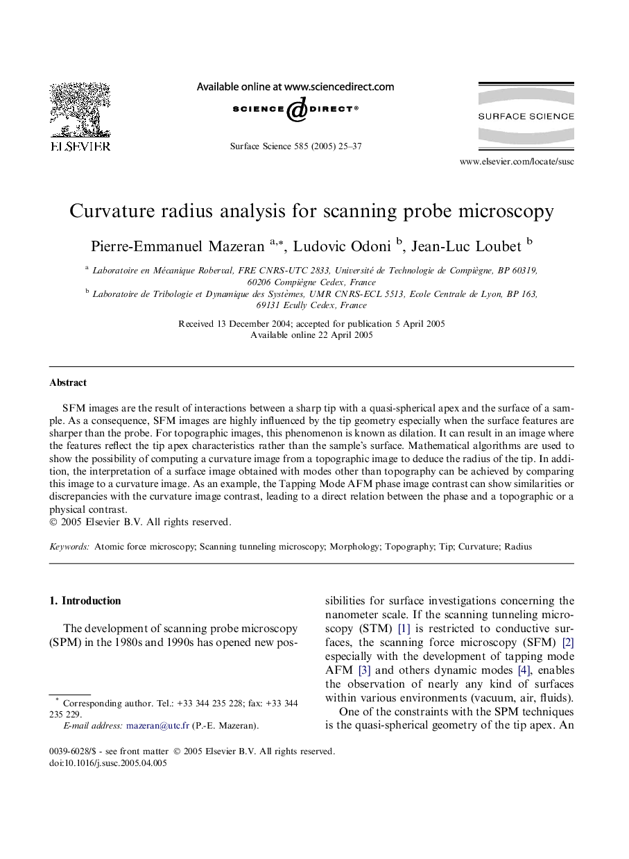 Curvature radius analysis for scanning probe microscopy