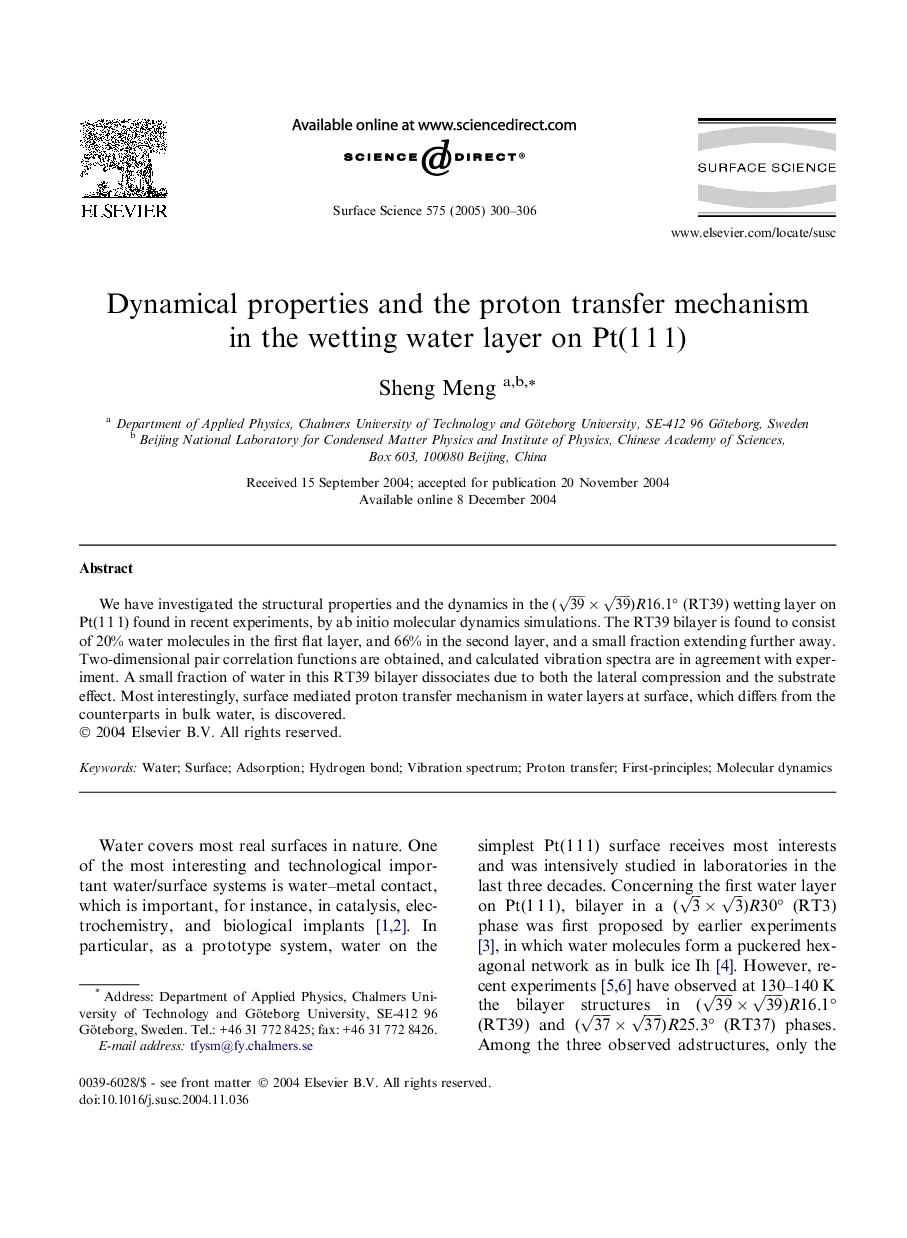 Dynamical properties and the proton transfer mechanism in the wetting water layer on Pt(1Â 1Â 1)