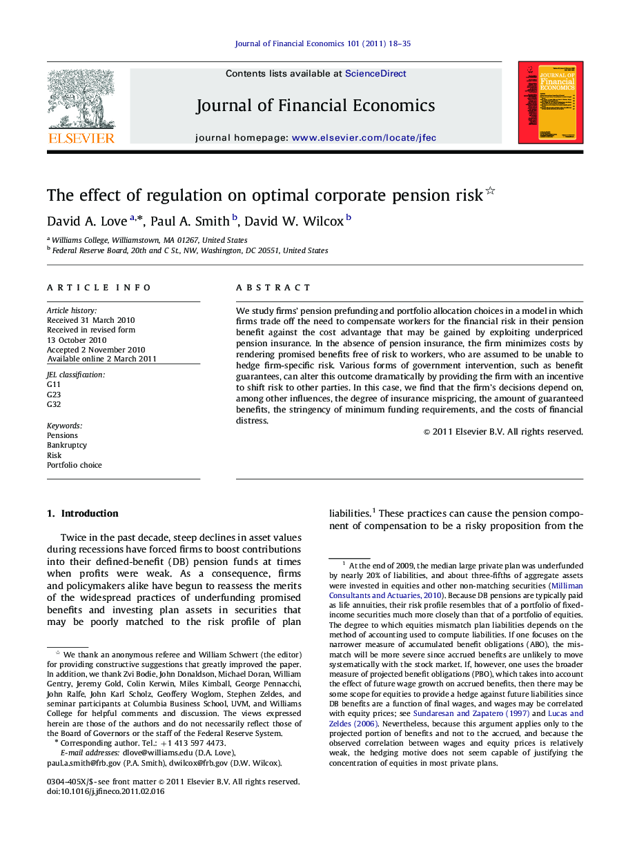 The effect of regulation on optimal corporate pension risk 