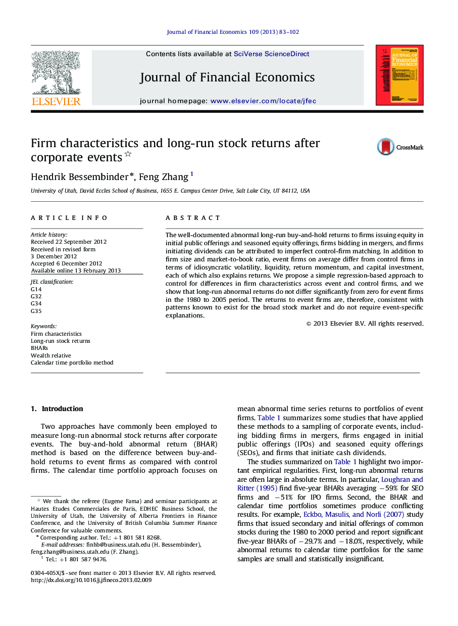 Firm characteristics and long-run stock returns after corporate events 