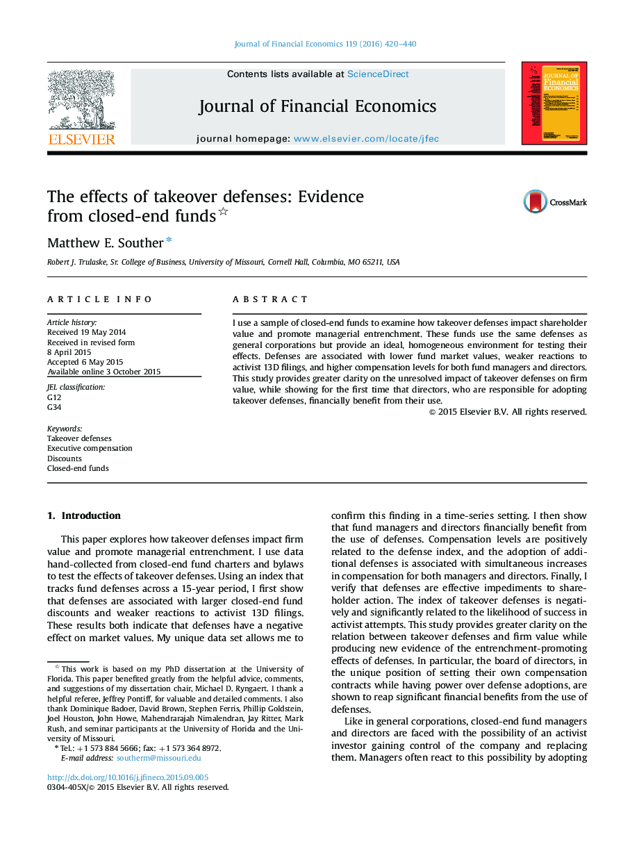 The effects of takeover defenses: Evidence from closed-end funds