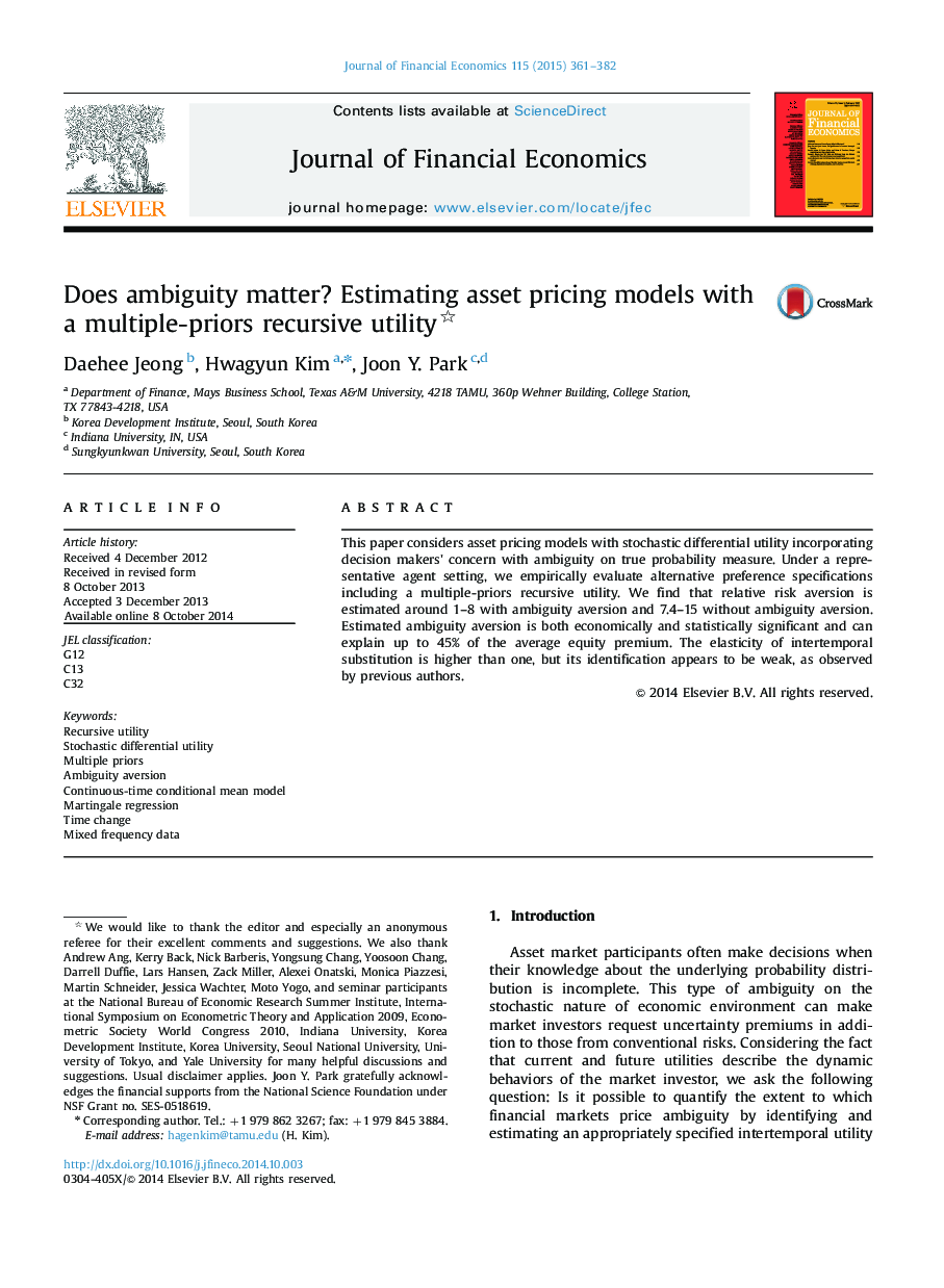 Does ambiguity matter? Estimating asset pricing models with a multiple-priors recursive utility