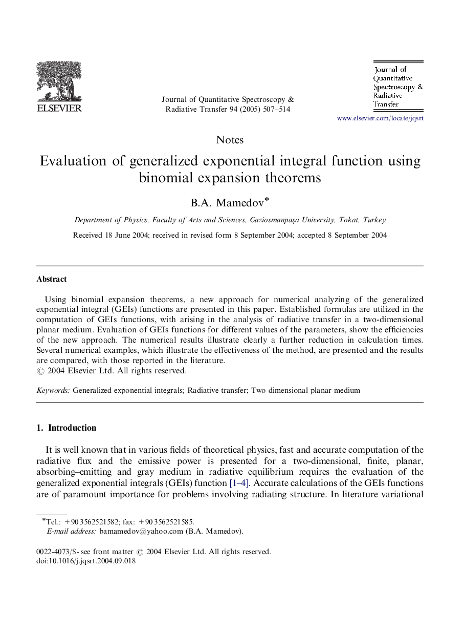 Evaluation of generalized exponential integral function using binomial expansion theorems