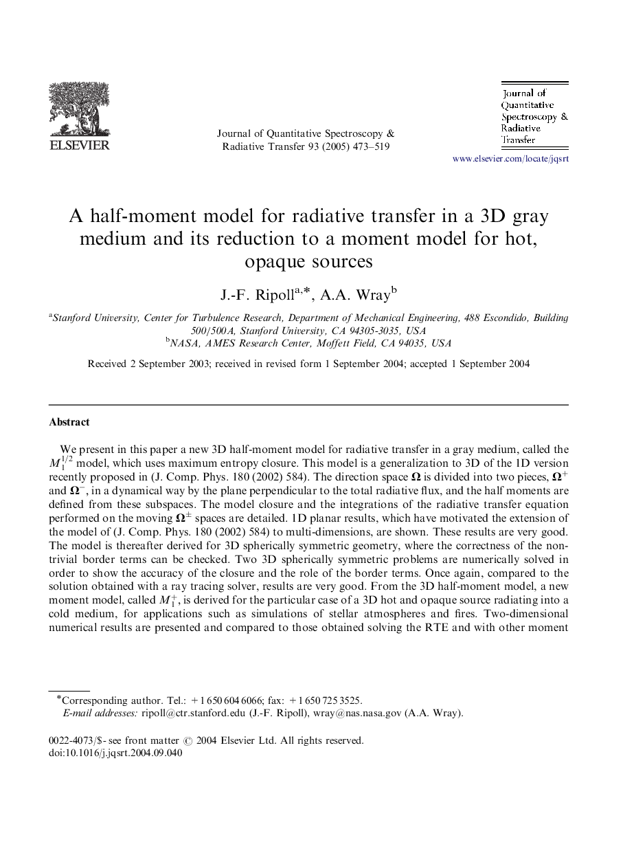 A half-moment model for radiative transfer in a 3D gray medium and its reduction to a moment model for hot, opaque sources