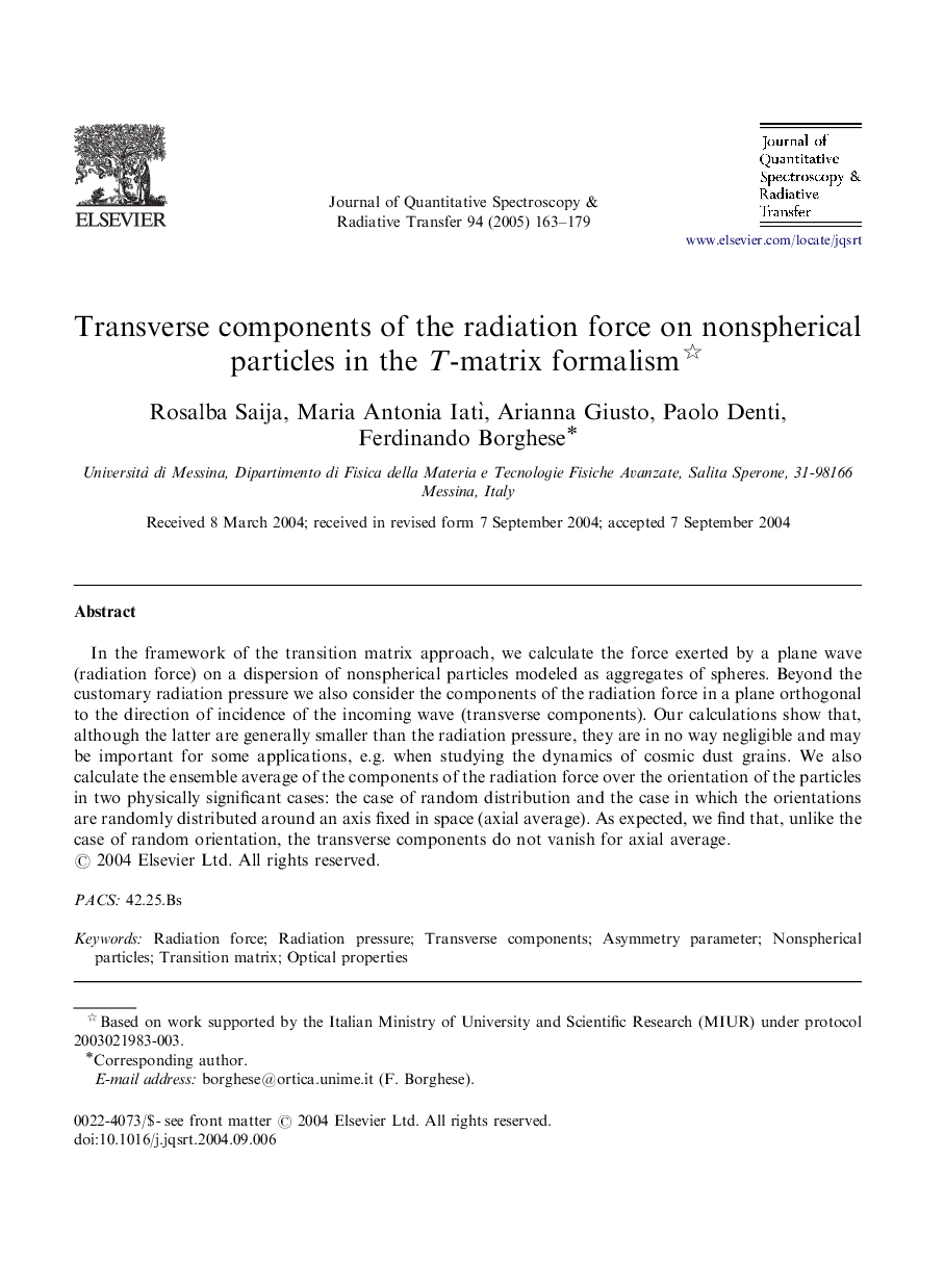 Transverse components of the radiation force on nonspherical particles in the T-matrix formalism