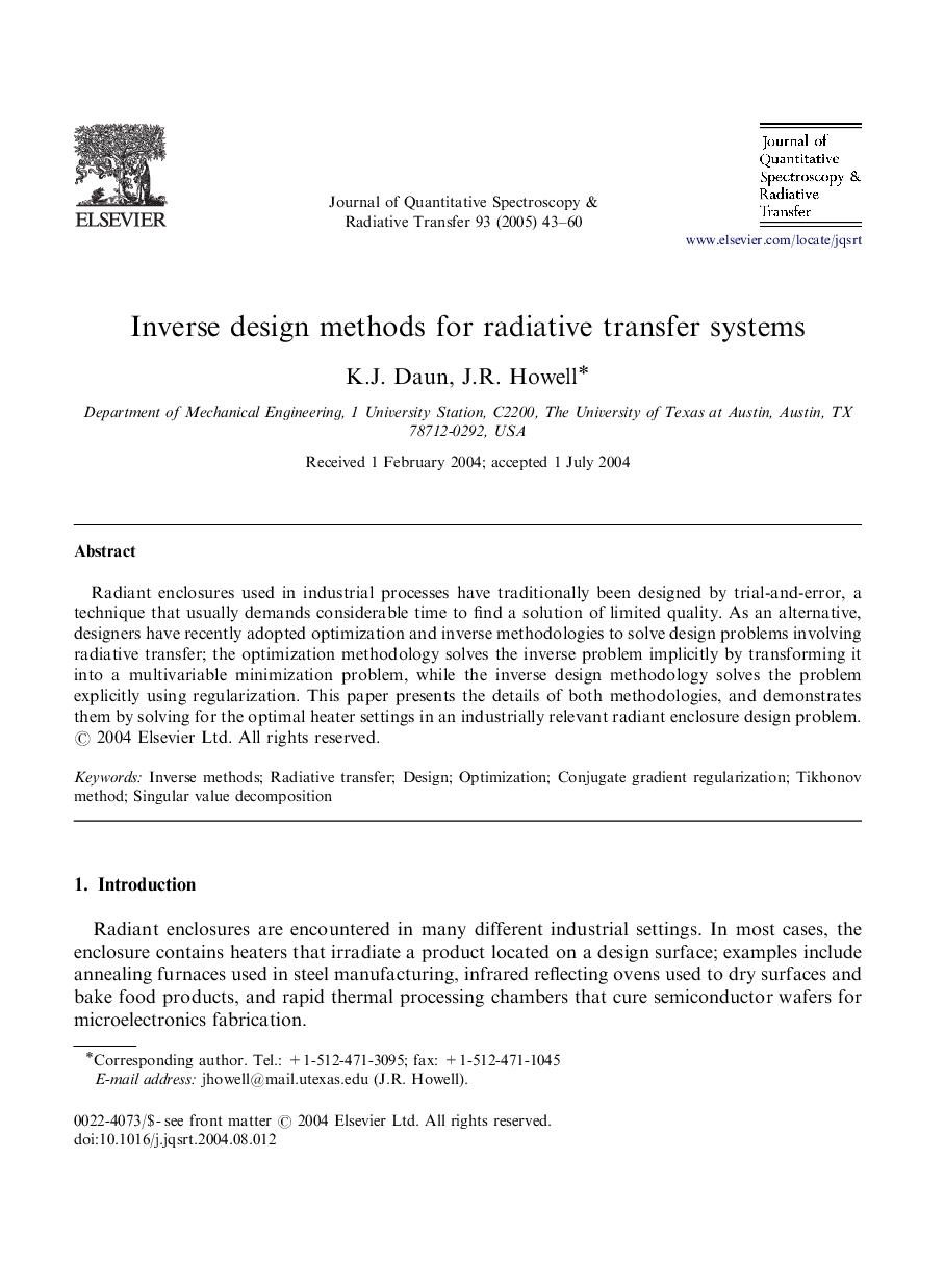 Inverse design methods for radiative transfer systems