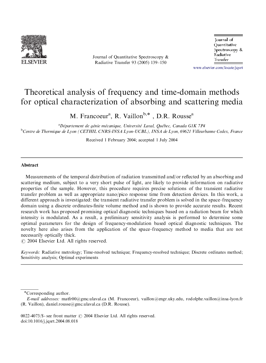 Theoretical analysis of frequency and time-domain methods for optical characterization of absorbing and scattering media