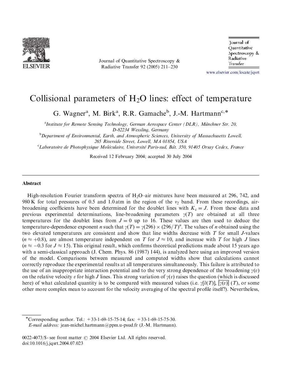 Collisional parameters of H2O lines: effect of temperature