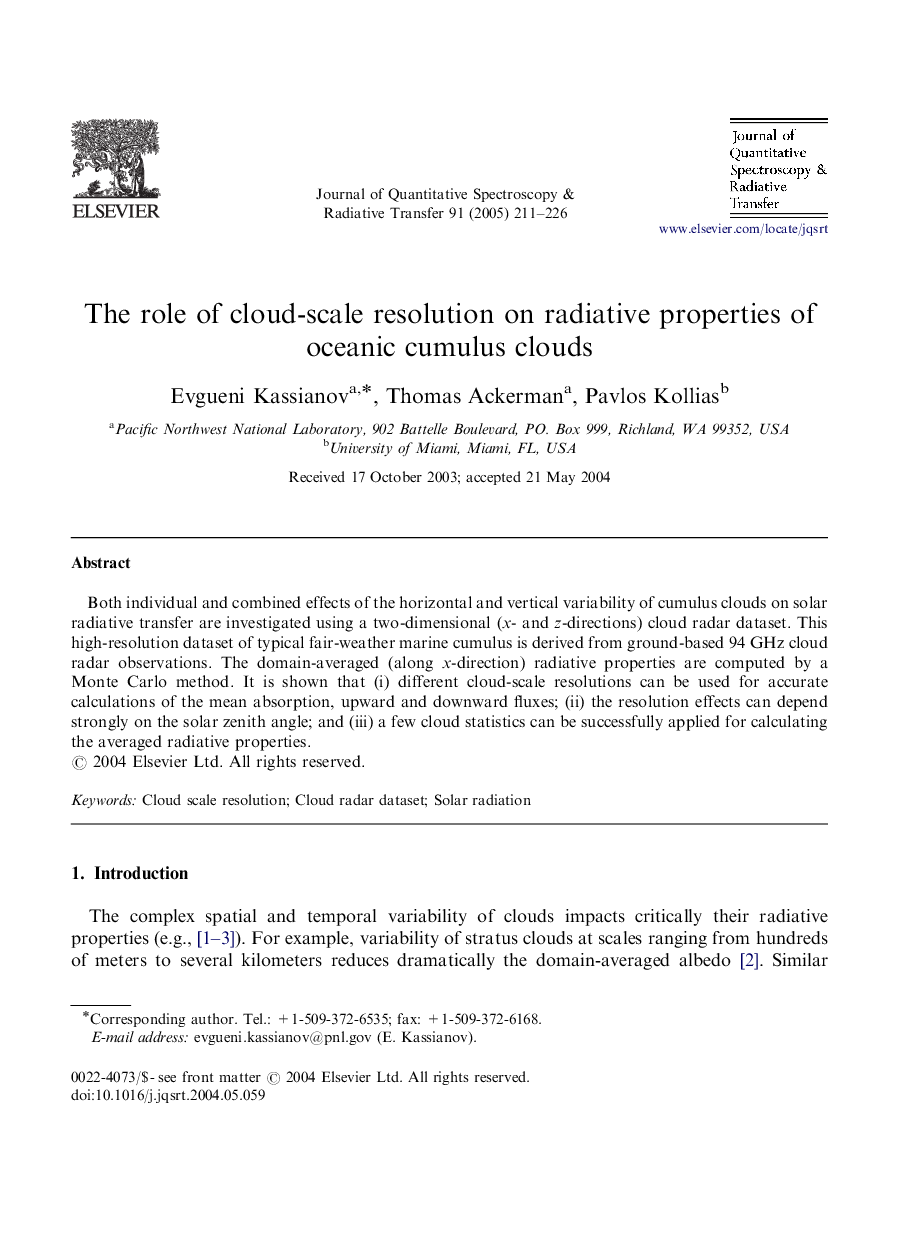 The role of cloud-scale resolution on radiative properties of oceanic cumulus clouds