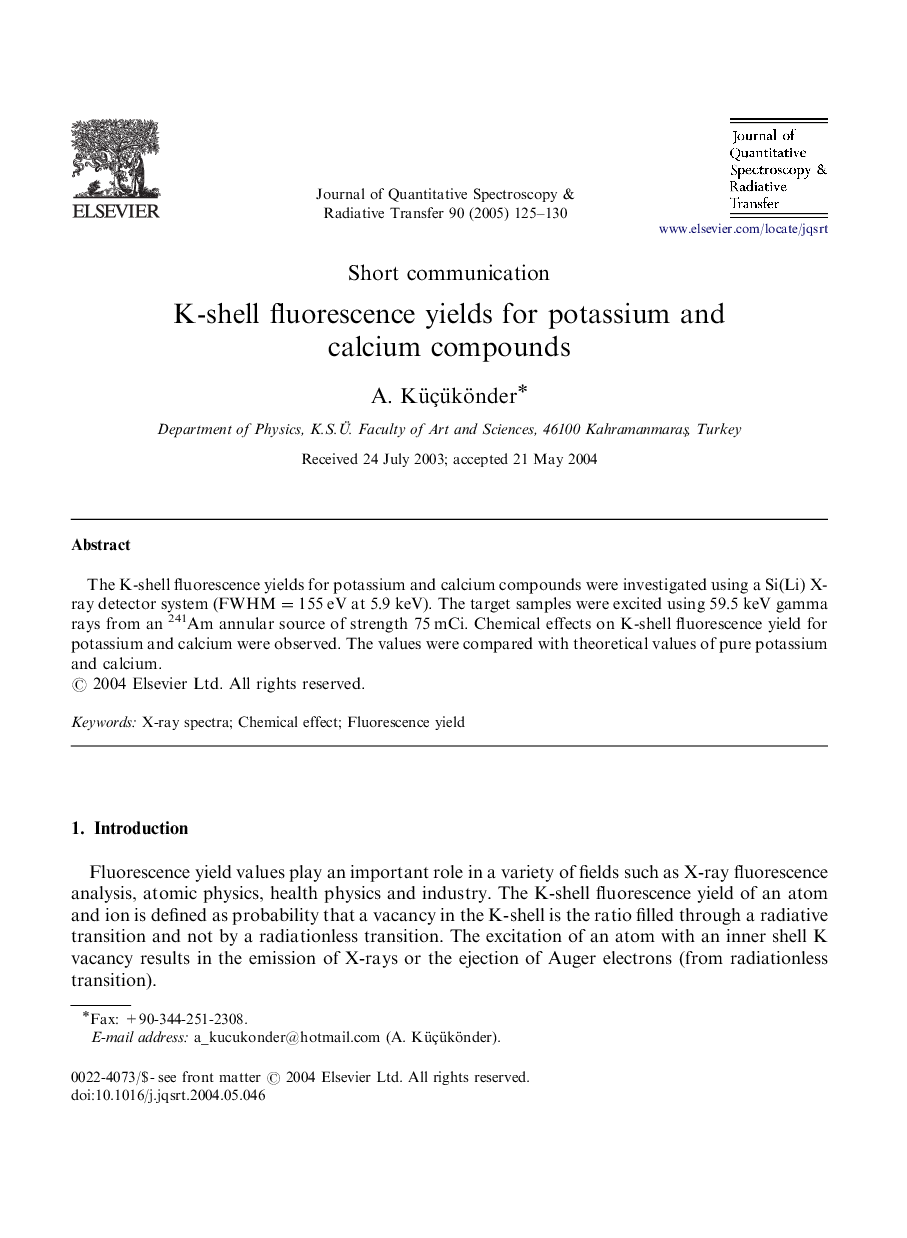 K-shell fluorescence yields for potassium and calcium compounds