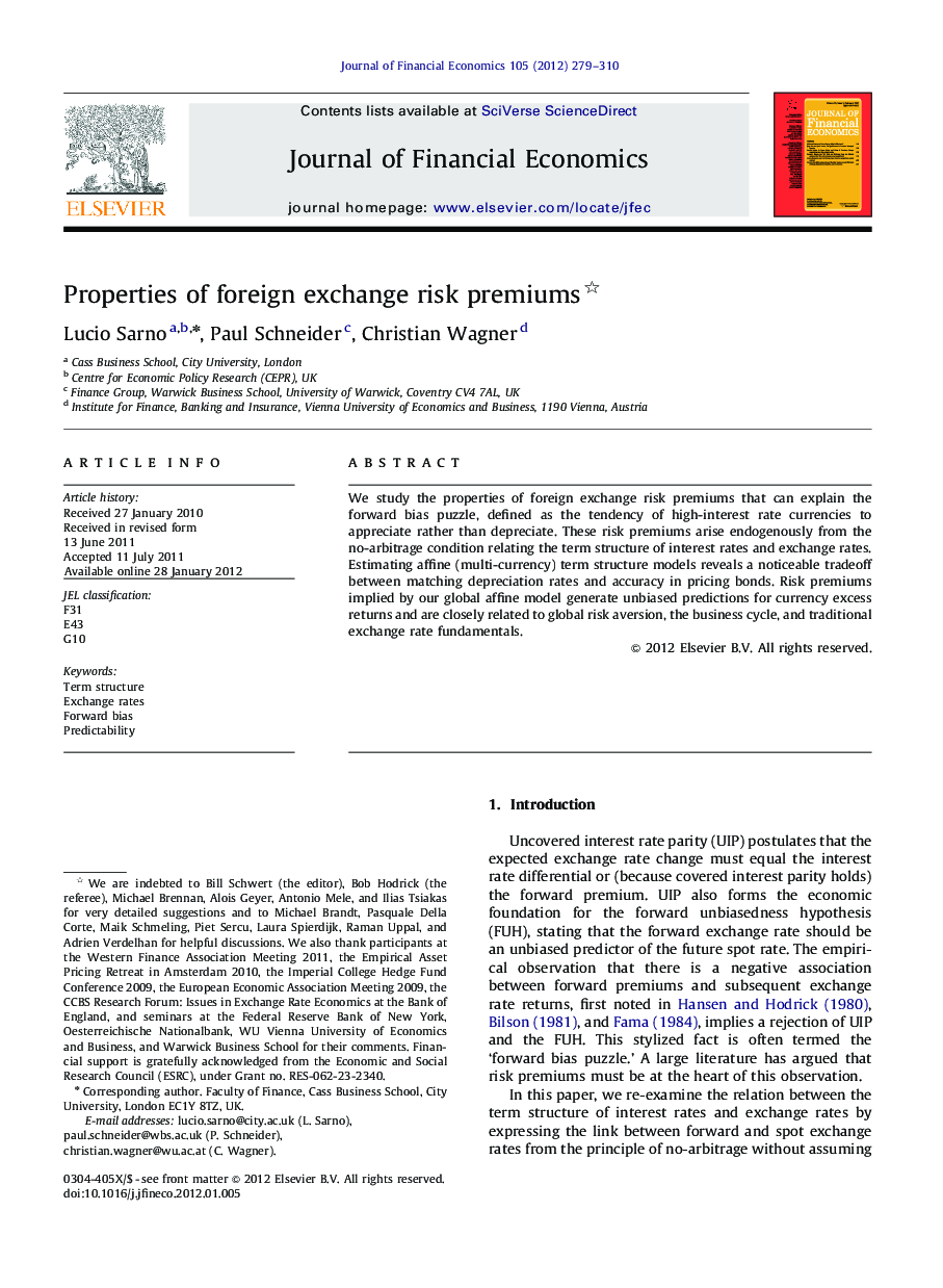 Properties of foreign exchange risk premiums 