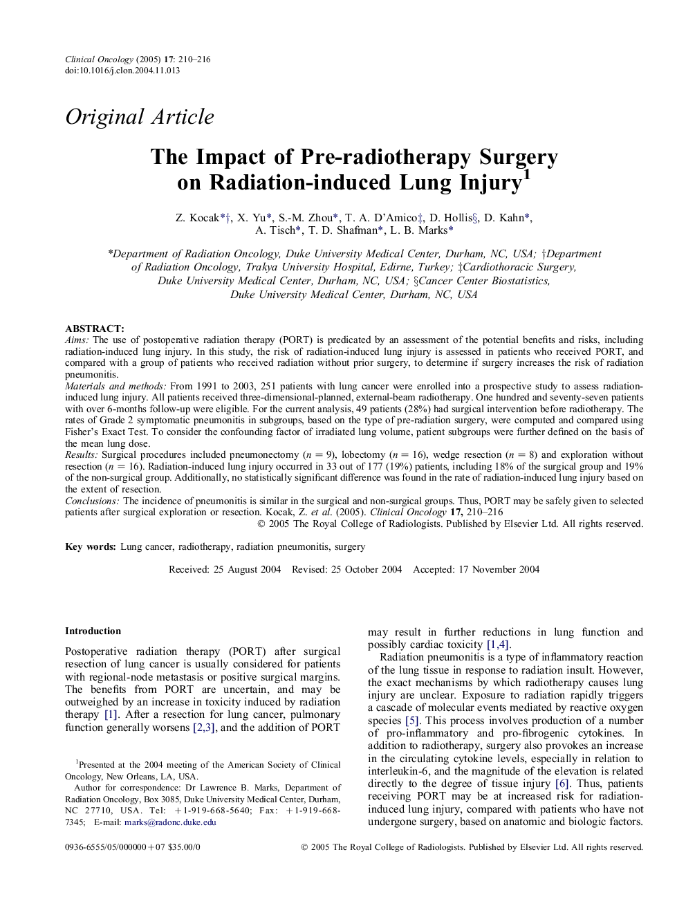 The impact of pre-radiotherapy surgery on radiation-induced lung injury