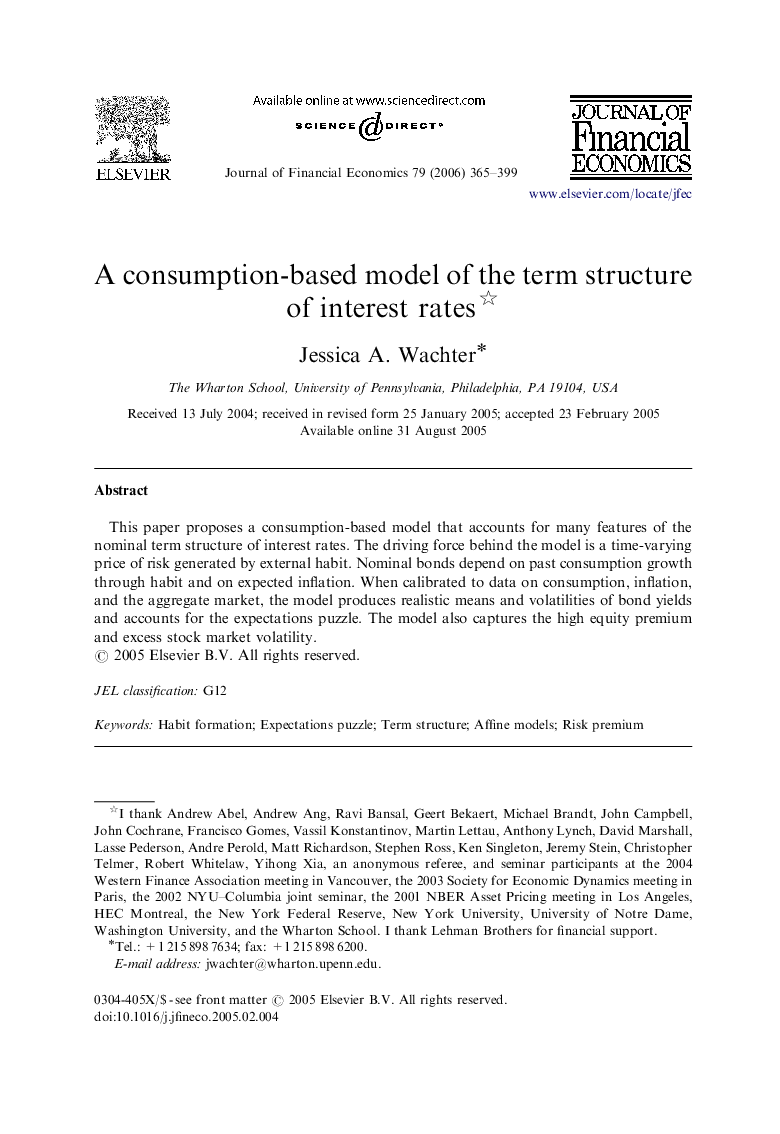 A consumption-based model of the term structure of interest rates 