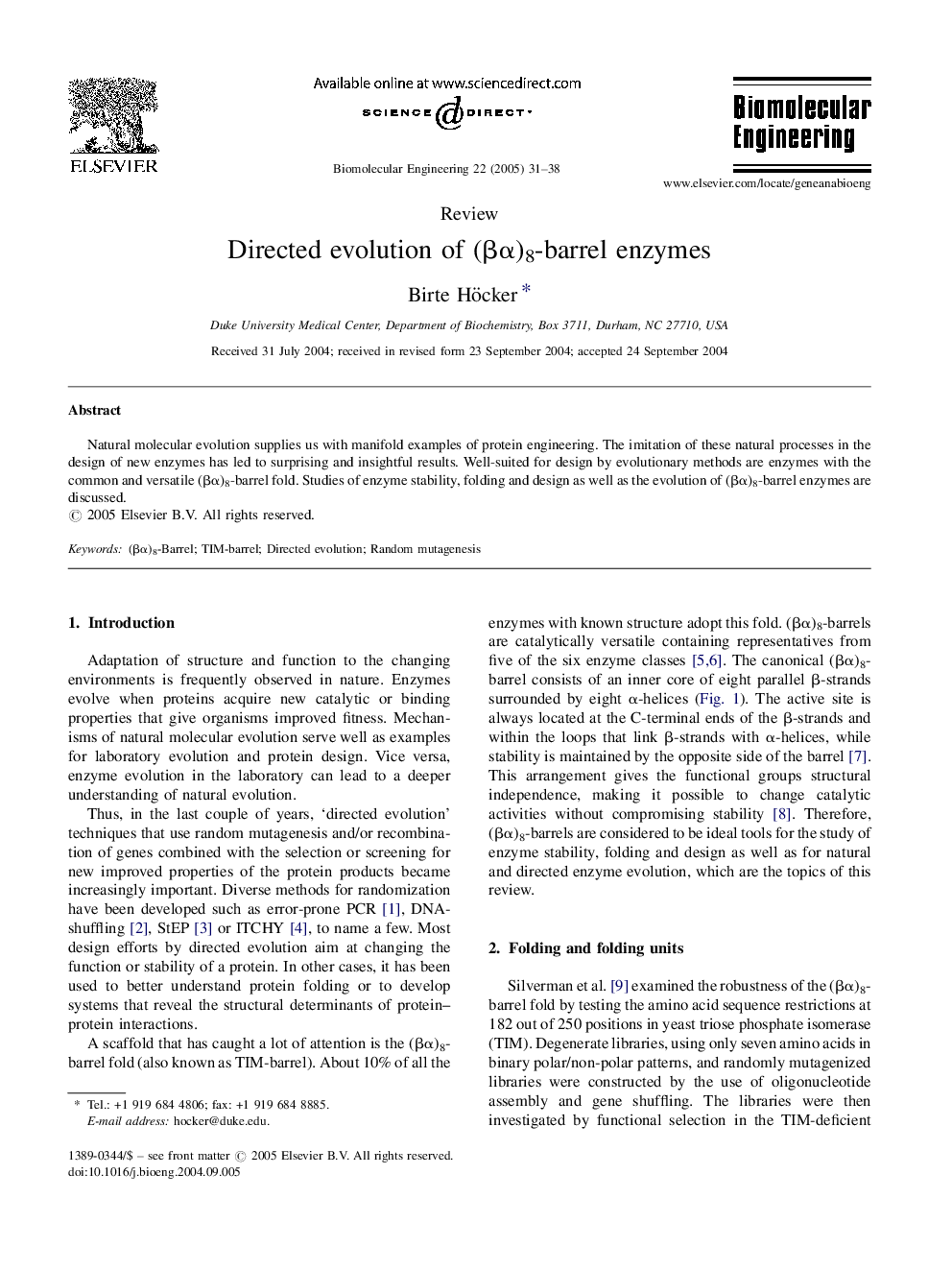 Directed evolution of (Î²Î±)8-barrel enzymes