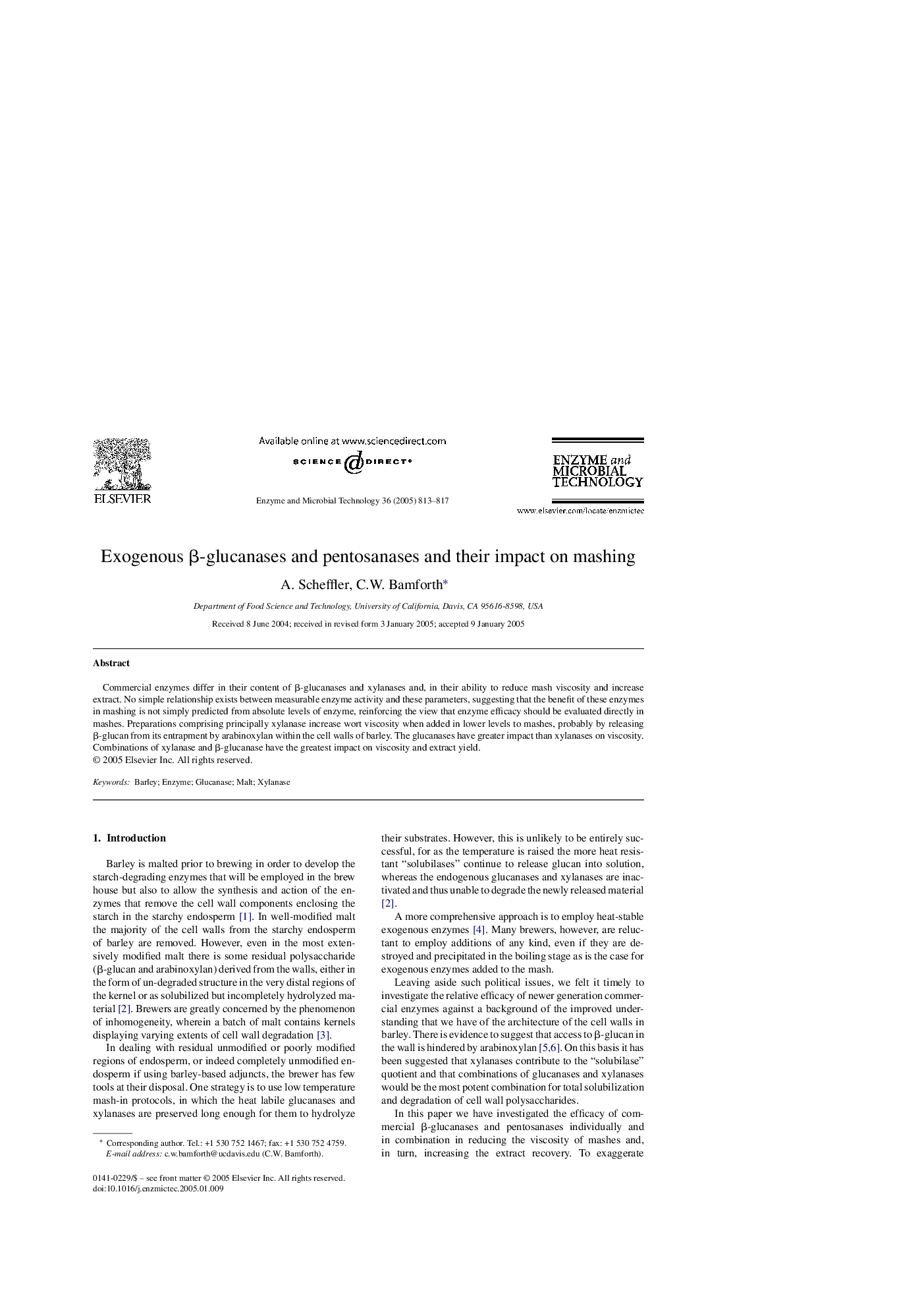 Exogenous Î²-glucanases and pentosanases and their impact on mashing