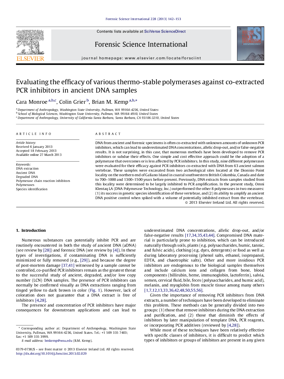 Evaluating the efficacy of various thermo-stable polymerases against co-extracted PCR inhibitors in ancient DNA samples