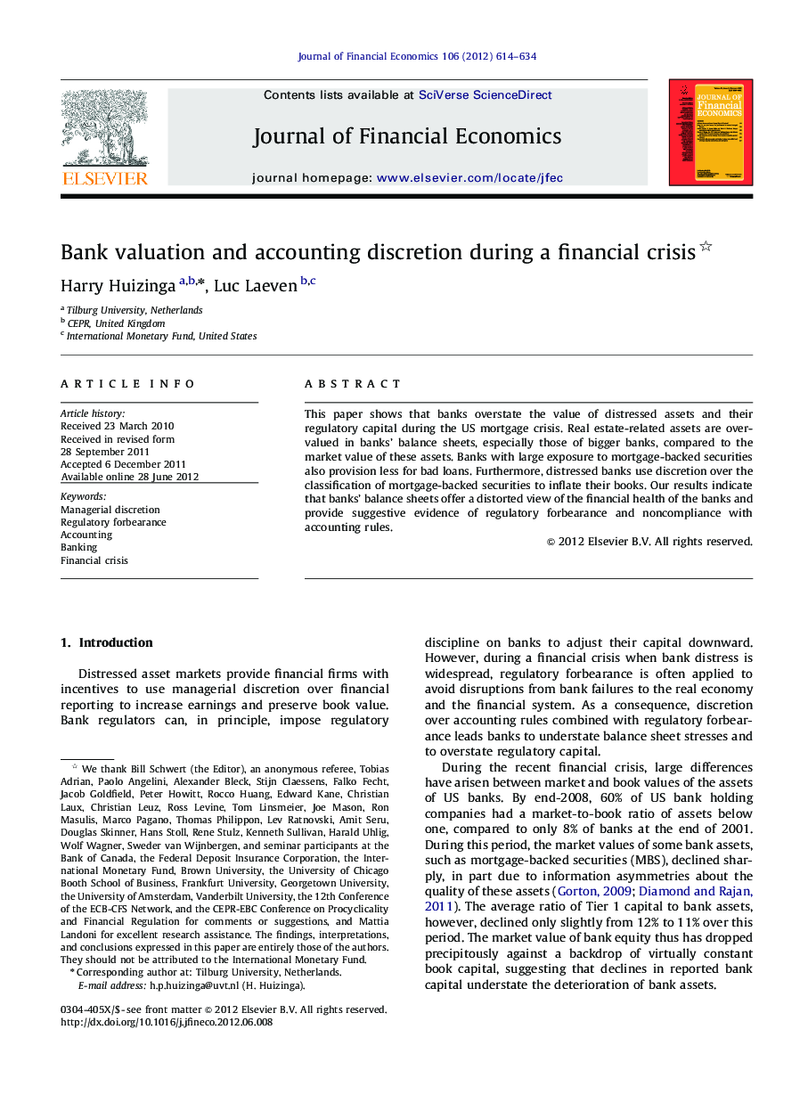 Bank valuation and accounting discretion during a financial crisis 