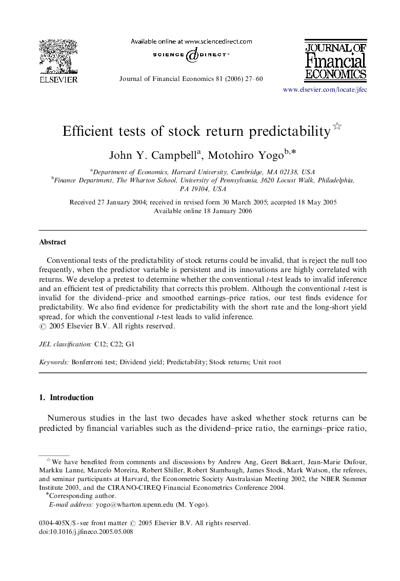 Efficient tests of stock return predictability 
