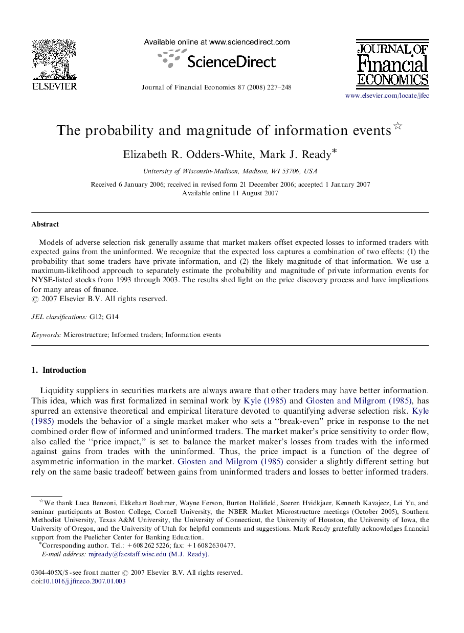 The probability and magnitude of information events 