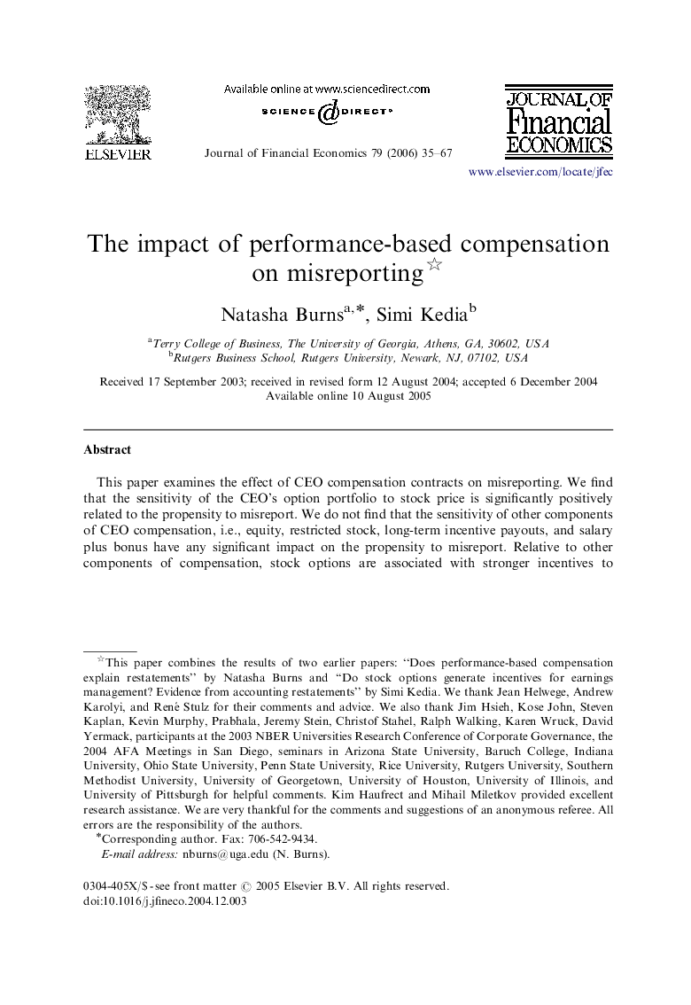 The impact of performance-based compensation on misreporting 