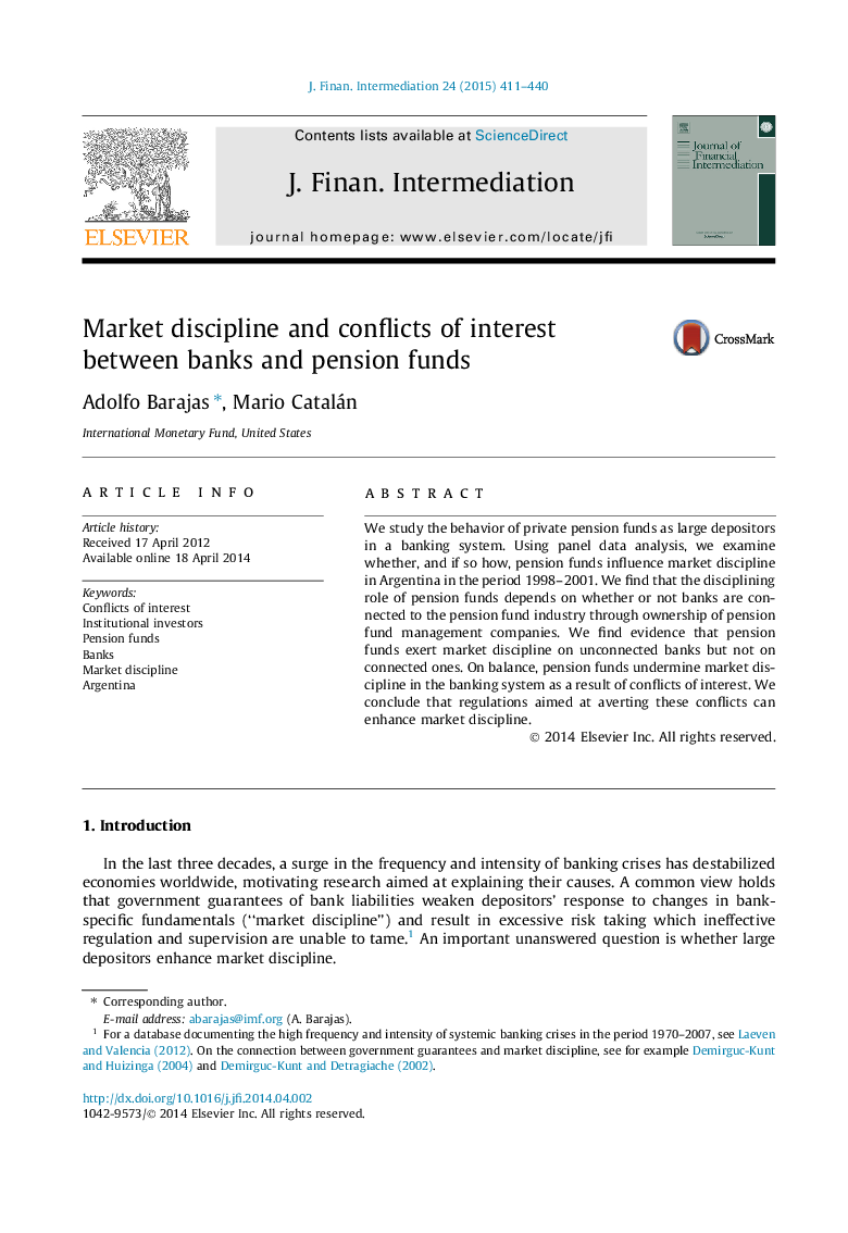 Market discipline and conflicts of interest between banks and pension funds