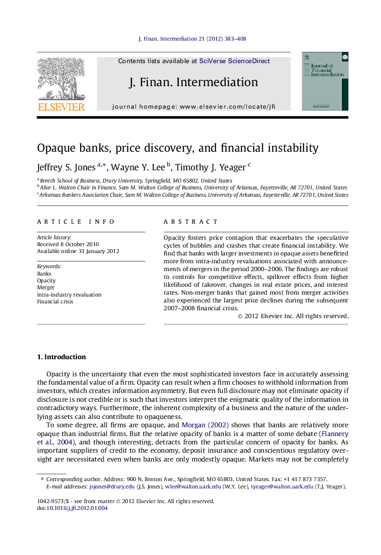 Opaque banks, price discovery, and financial instability