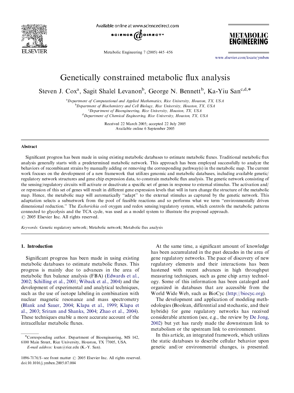 Genetically constrained metabolic flux analysis