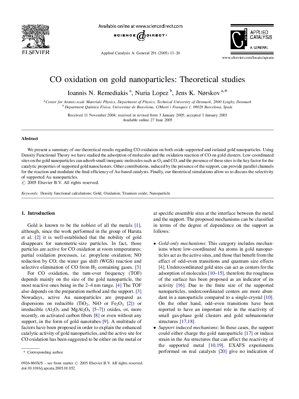 CO oxidation on gold nanoparticles: Theoretical studies