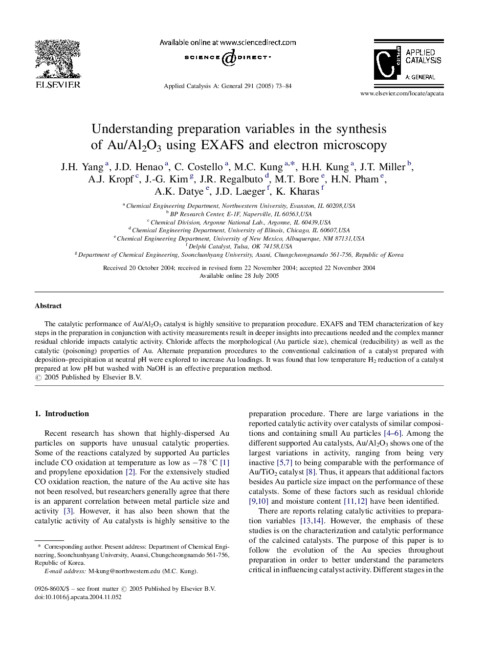 Understanding preparation variables in the synthesis of Au/Al2O3 using EXAFS and electron microscopy