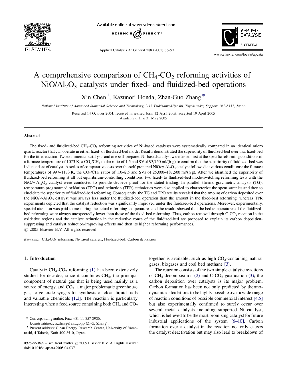 A comprehensive comparison of CH4-CO2 reforming activities of NiO/Al2O3 catalysts under fixed- and fluidized-bed operations