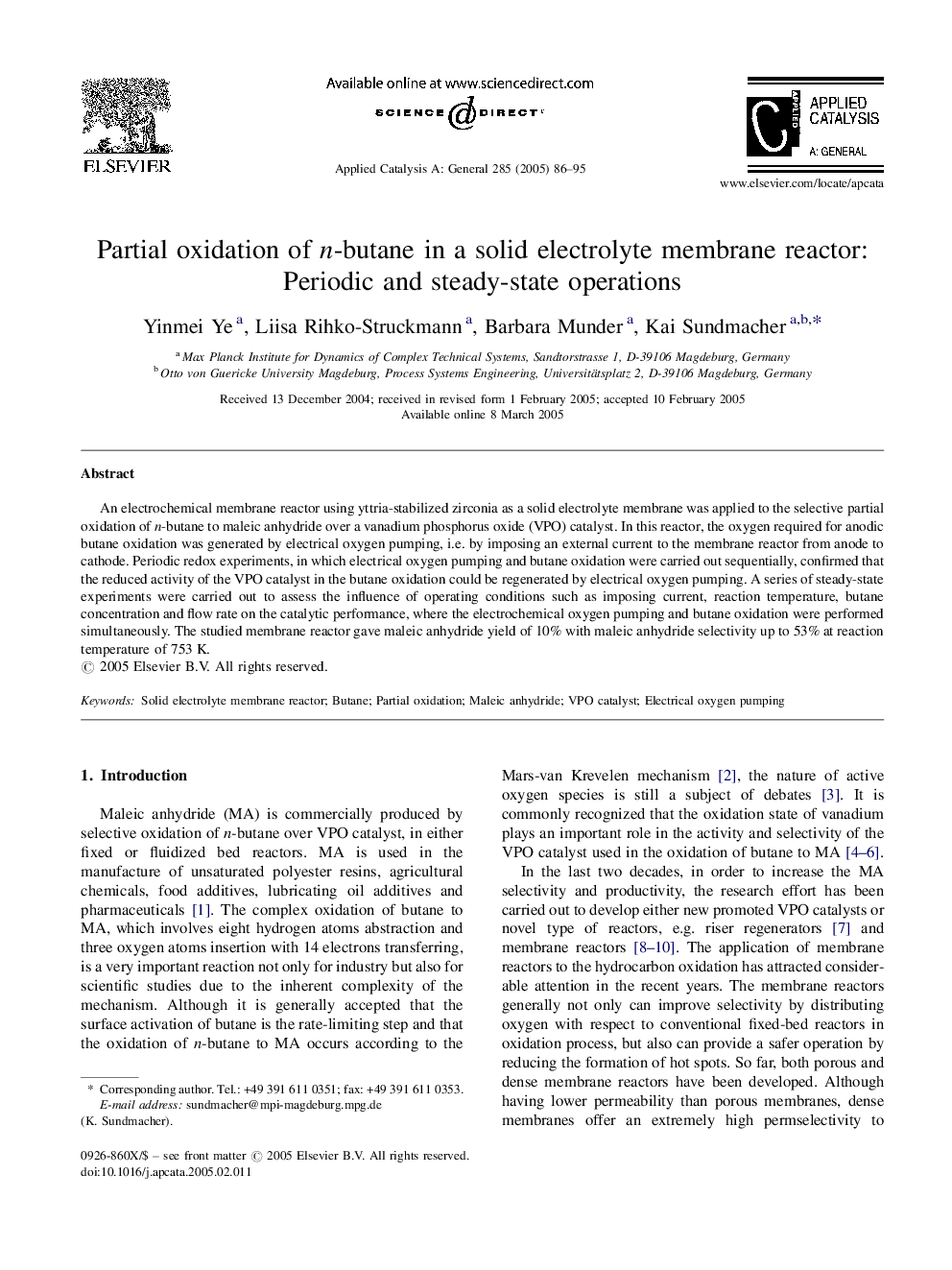 Partial oxidation of n-butane in a solid electrolyte membrane reactor: Periodic and steady-state operations