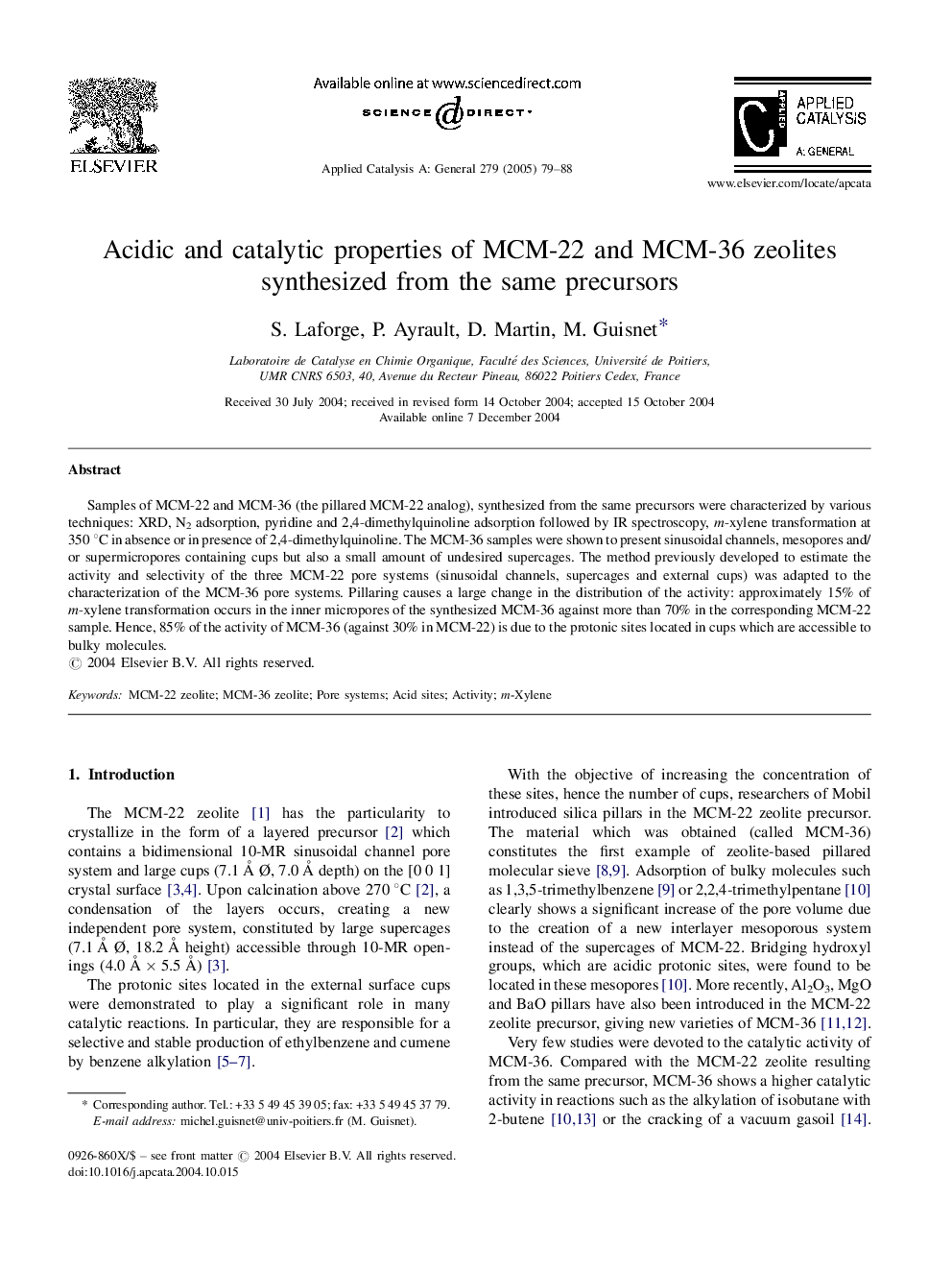 Acidic and catalytic properties of MCM-22 and MCM-36 zeolites synthesized from the same precursors