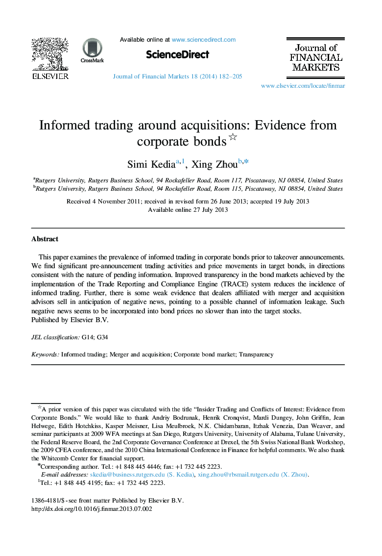 Informed trading around acquisitions: Evidence from corporate bonds