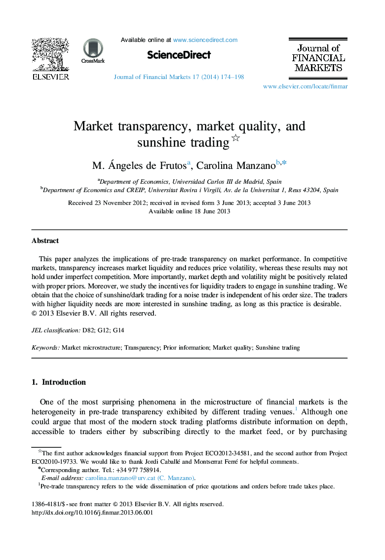 Market transparency, market quality, and sunshine trading