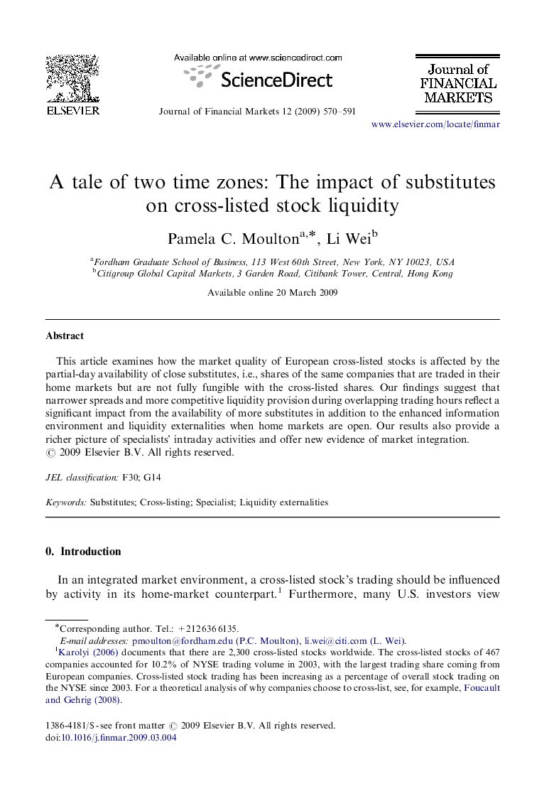 A tale of two time zones: The impact of substitutes on cross-listed stock liquidity