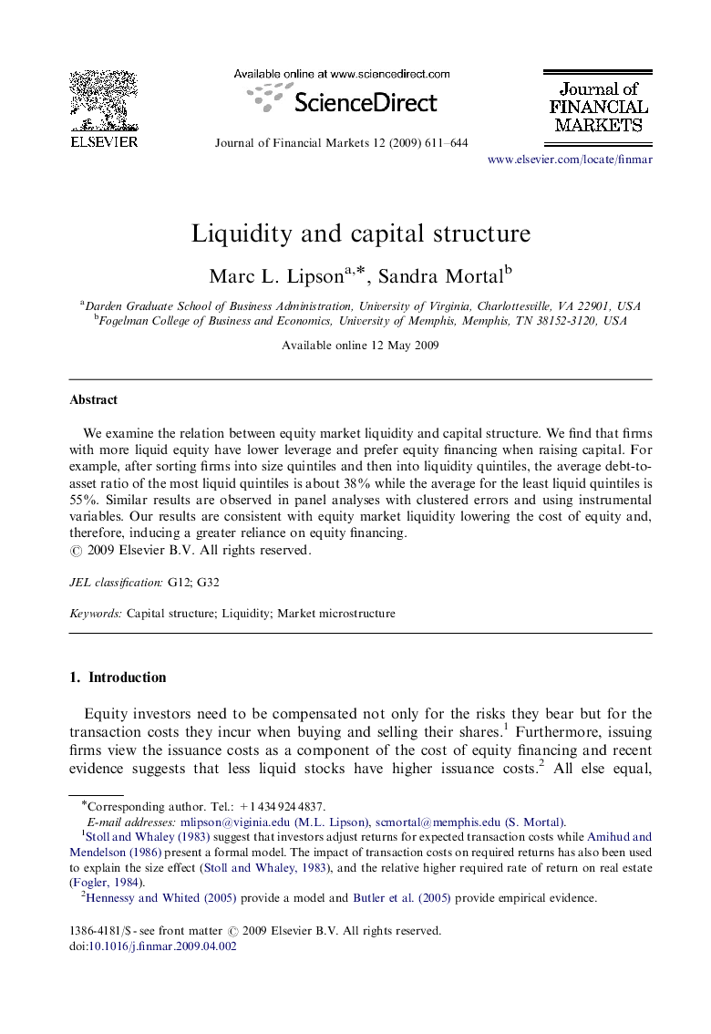 Liquidity and capital structure