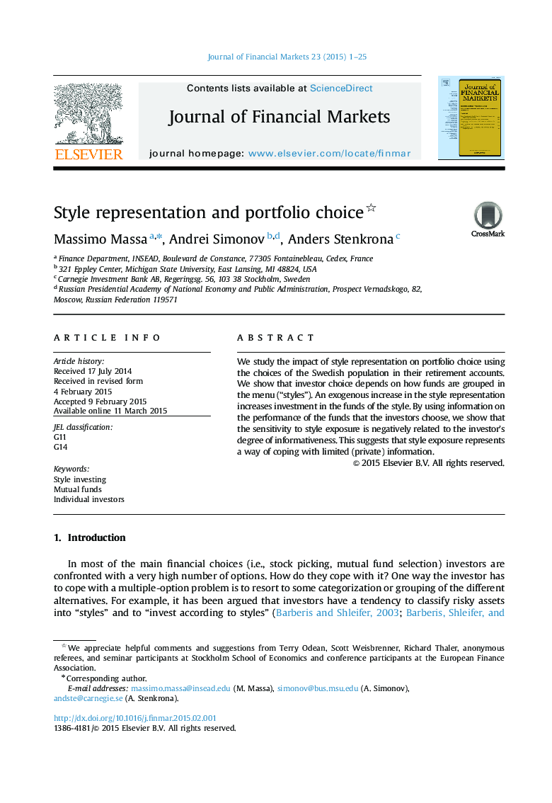 Style representation and portfolio choice