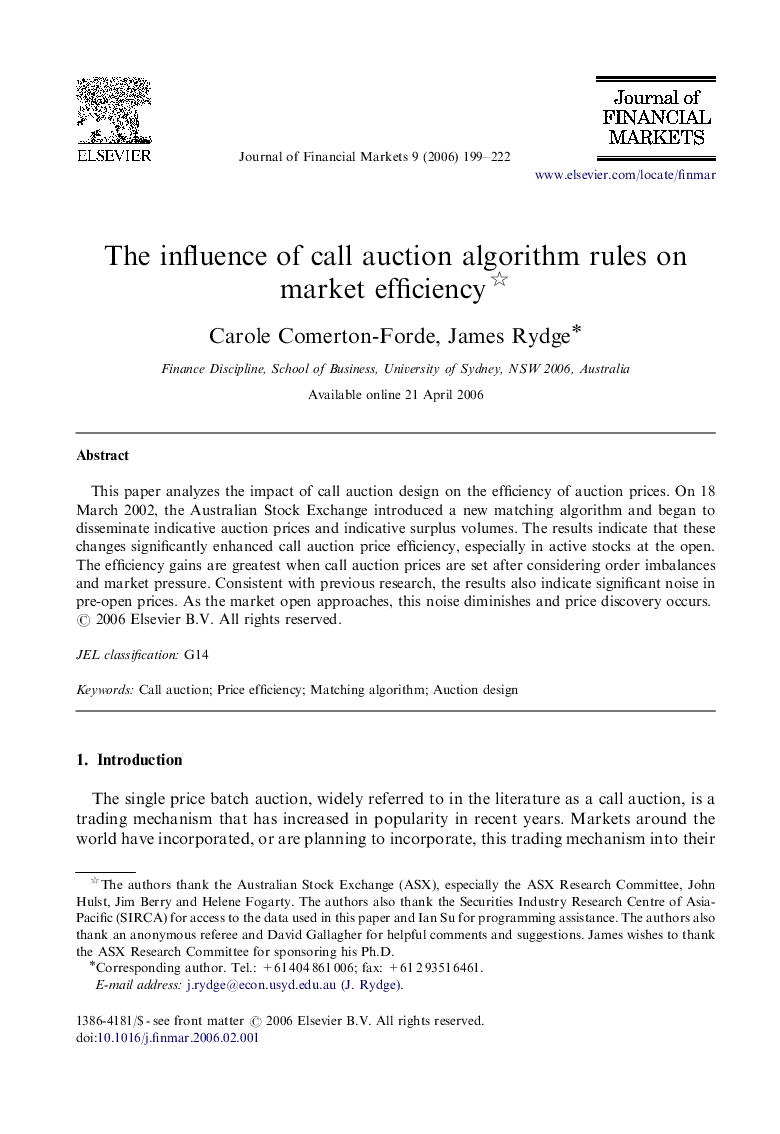 The influence of call auction algorithm rules on market efficiency