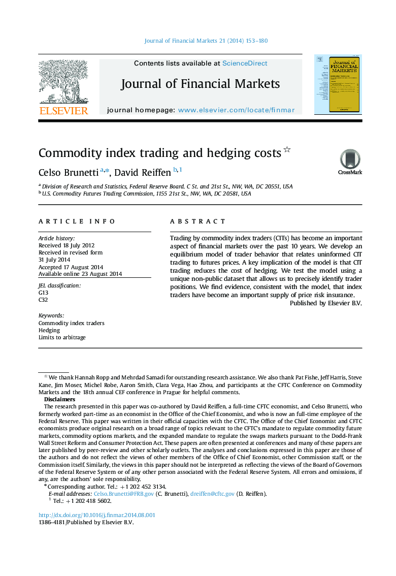 Commodity index trading and hedging costs
