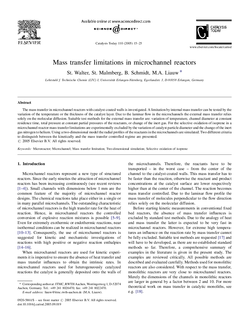 Mass transfer limitations in microchannel reactors