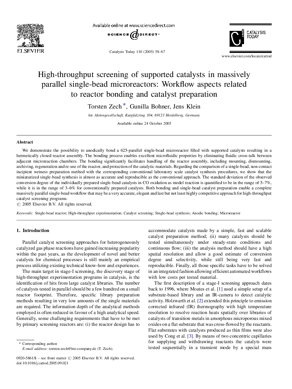 High-throughput screening of supported catalysts in massively parallel single-bead microreactors: Workflow aspects related to reactor bonding and catalyst preparation