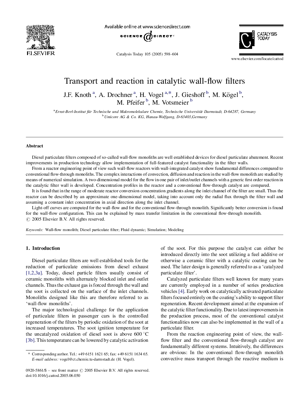 Transport and reaction in catalytic wall-flow filters