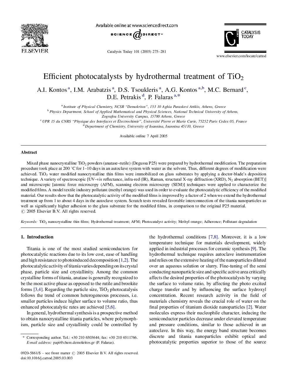 Efficient photocatalysts by hydrothermal treatment of TiO2