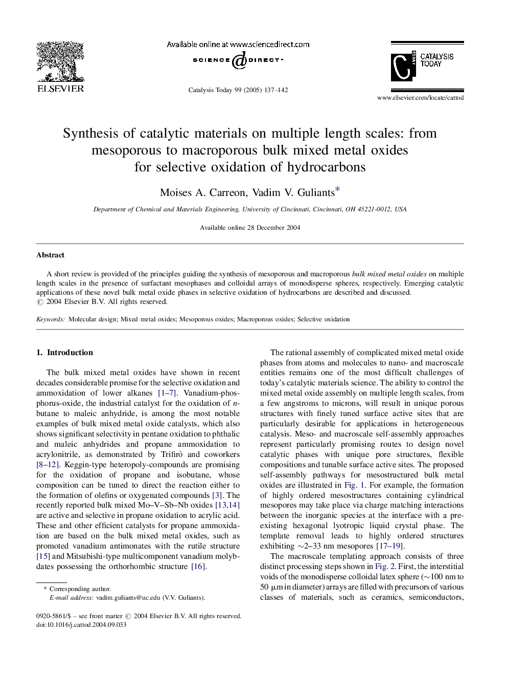 Synthesis of catalytic materials on multiple length scales: from mesoporous to macroporous bulk mixed metal oxides for selective oxidation of hydrocarbons